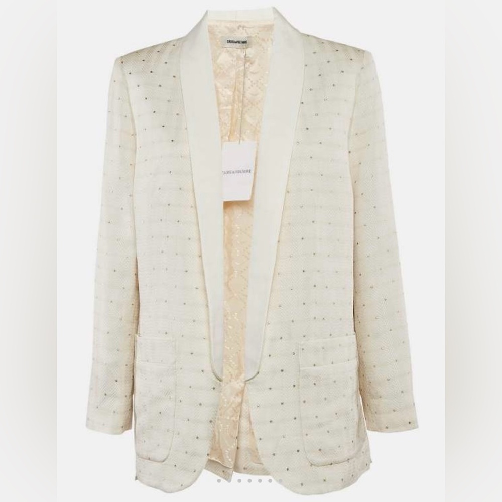 Zadig & Voltaire Cream Women's Blazer jacket size 42 gold designer L